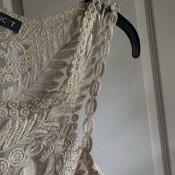 APRICOT Sheer Metallic Sparkle Embroidered Tank Top Fairy Whimsigoth Boho | Sz M - Picture 13 of 16